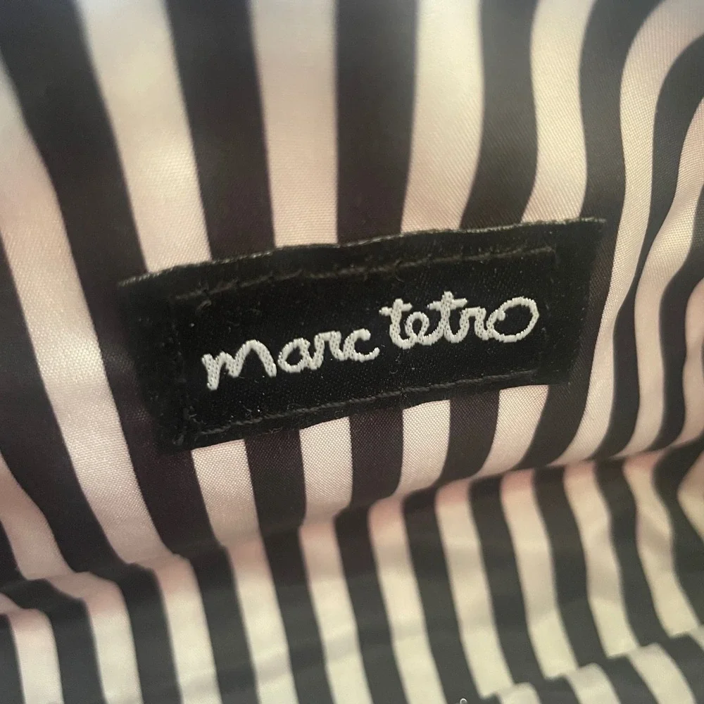 Marc Tetro Black Cat Zip Cosmetic Bag Pouch‎ Pink All Over vegan leather